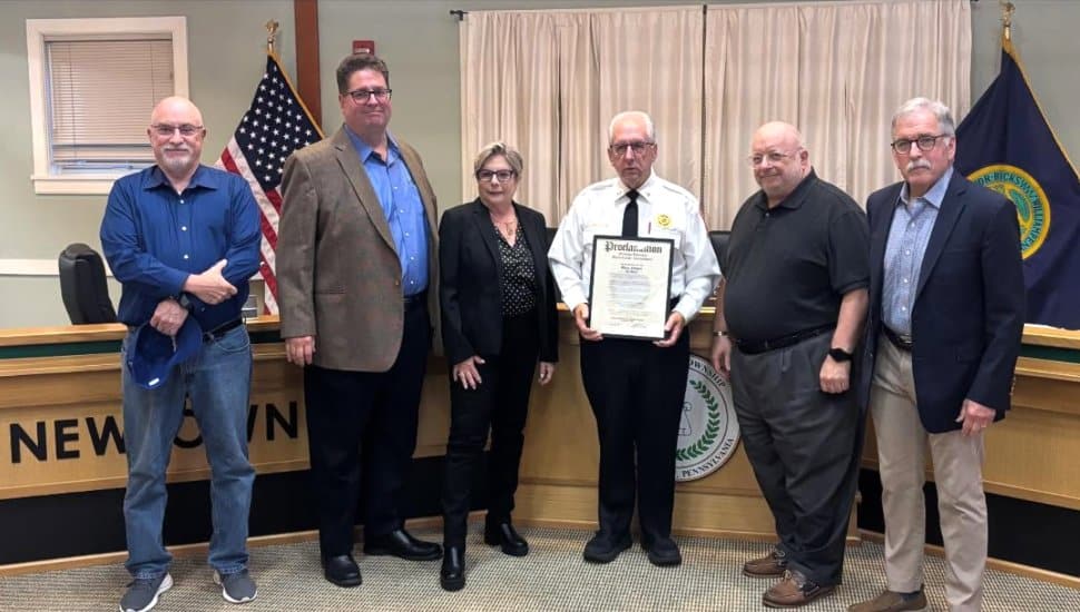 Glenn Forsyth with Newtown Township's board of supervisors.