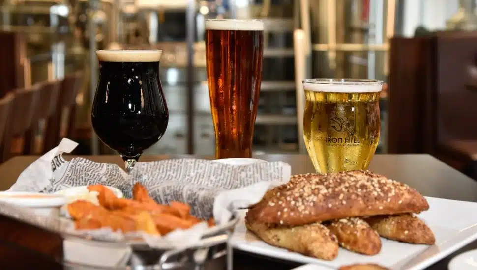 Beer and food from Iron Hill Brewery.