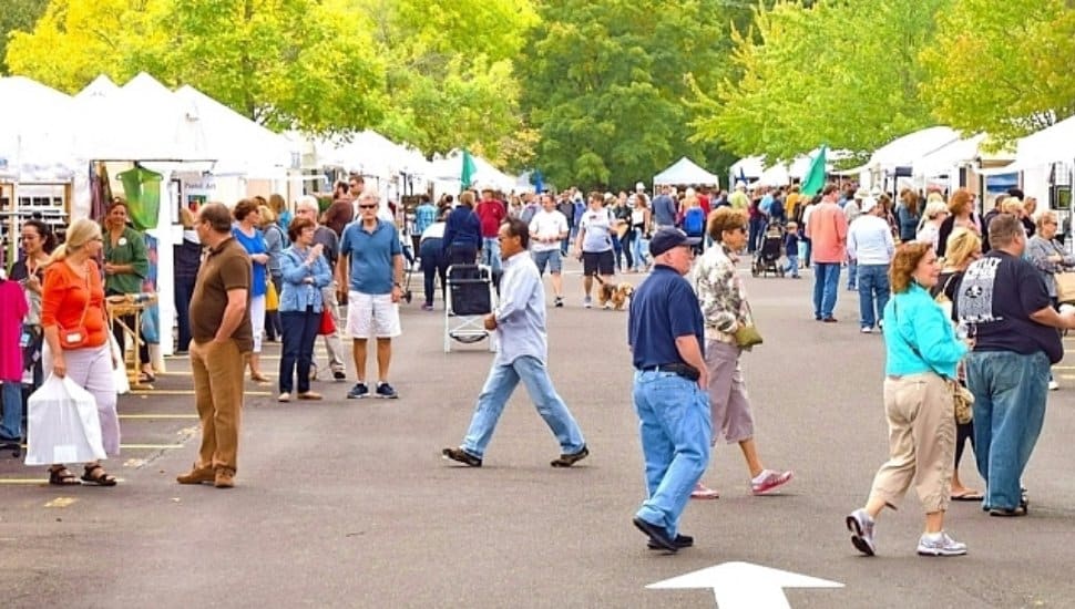 People gathered at the New Hope Craft festival.