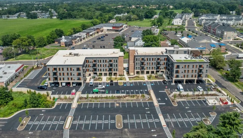 Aerial shot of the new luxury apartment complex, the Landmark at Dublin.