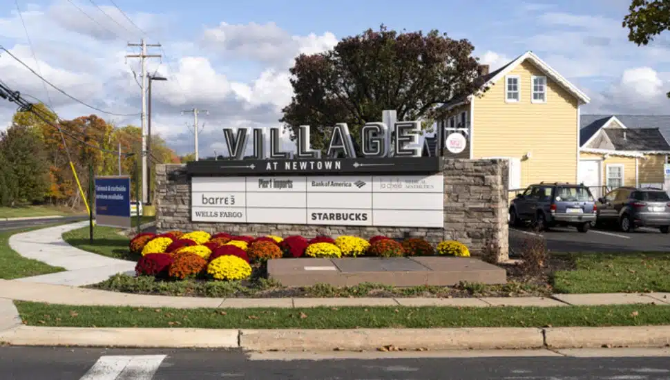The sign at the Village at Newtown.