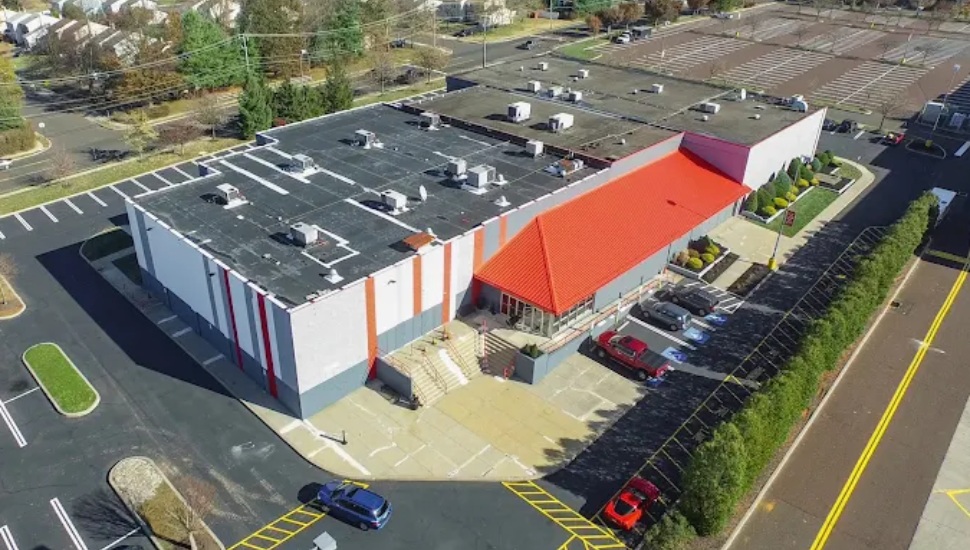 Aerial view of Water Towers Cinema.