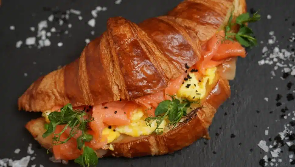 Croissant egg sandwich.
