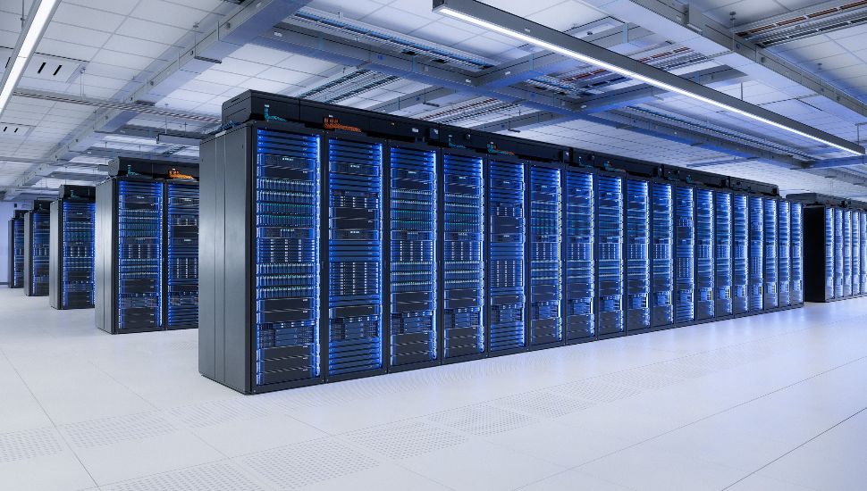 Interior of data center.
