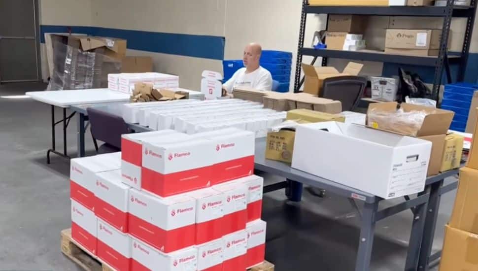 Man working in a warehouse for Baker Industries.
