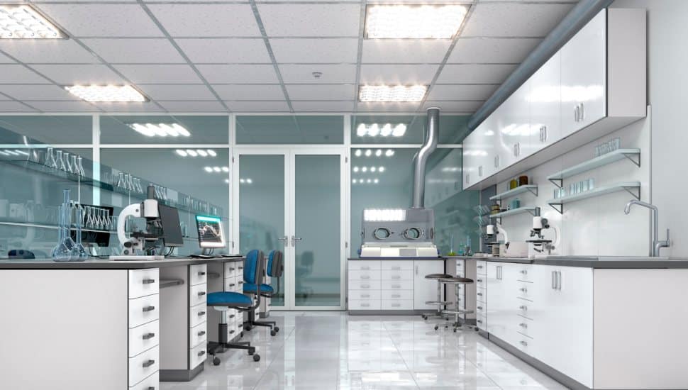 Interior of laboratory workplace.