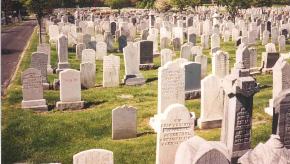 Headstones at a cemetery.