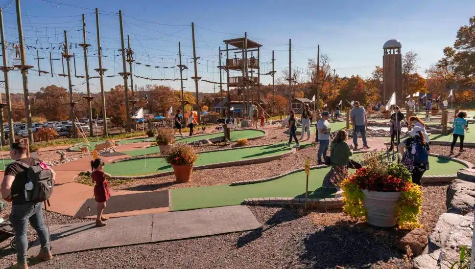Mini gold course and aerial adventure park at Hellerick’s Adventure Farm.