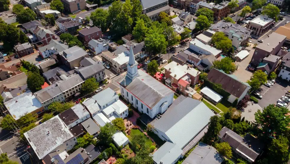 Aerial view of Lambertville.
