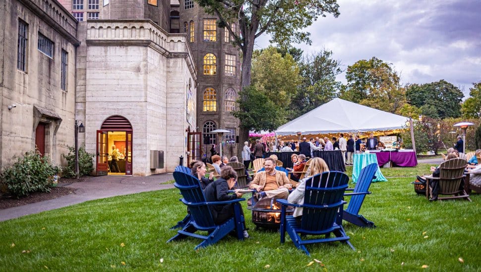 People sitting together at Mercer Museum's "Cocktails at the Castle."