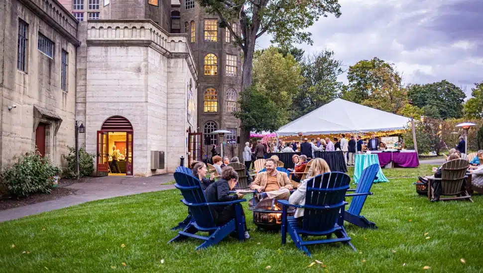 People sitting together at Mercer Museum's "Cocktails at the Castle."