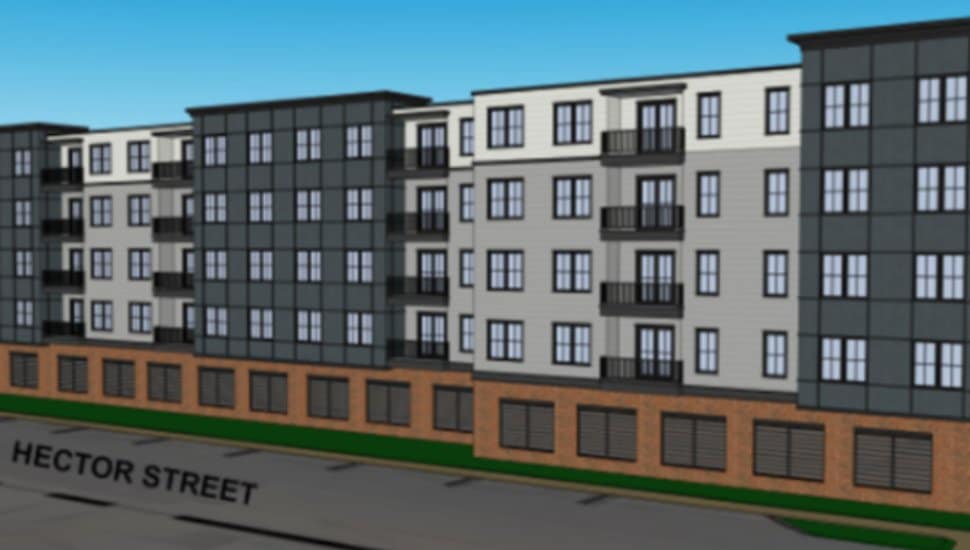 A rendering of the mixed-use development coming to Conshohocken from Buccini Pollin Group.