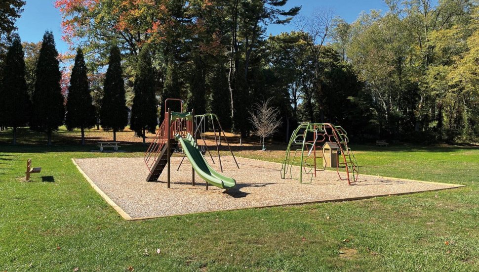 Playground in open green space.