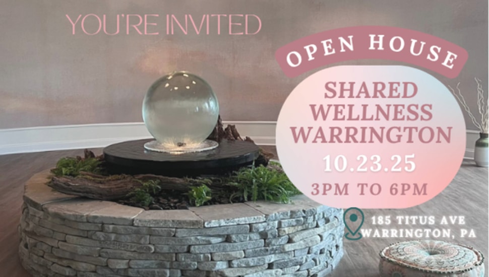 Shared Wellness Warrington Open House graphic.