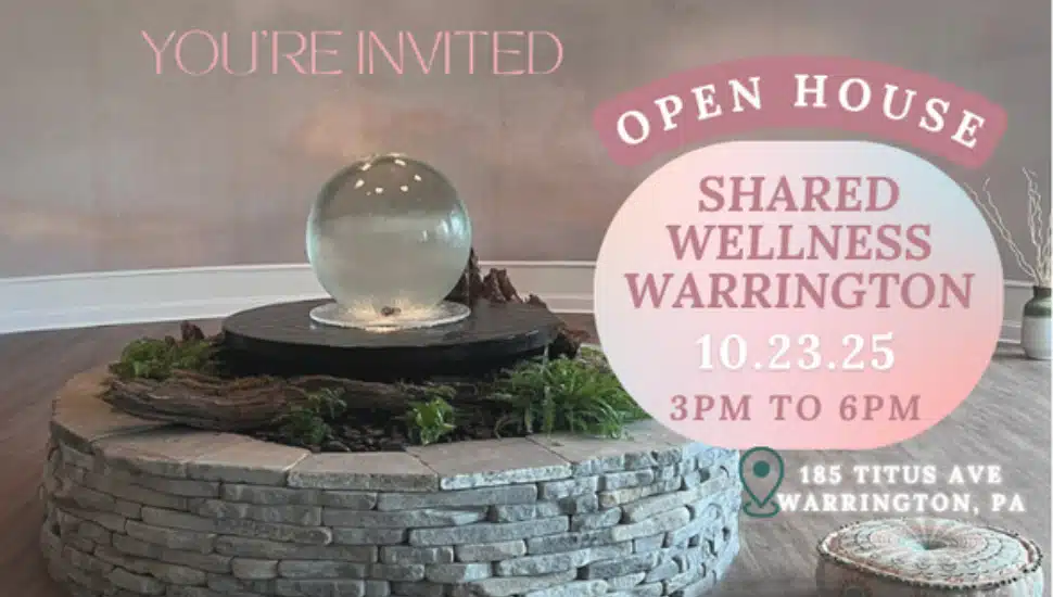 Shared Wellness Warrington Open House graphic.