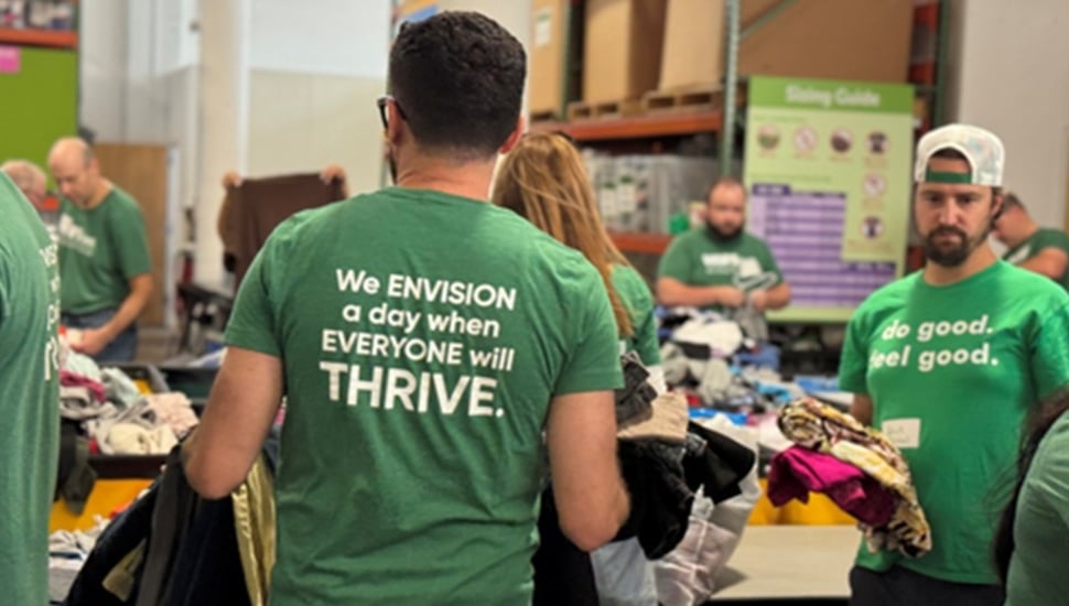 Bank employees volunteer at service day.
