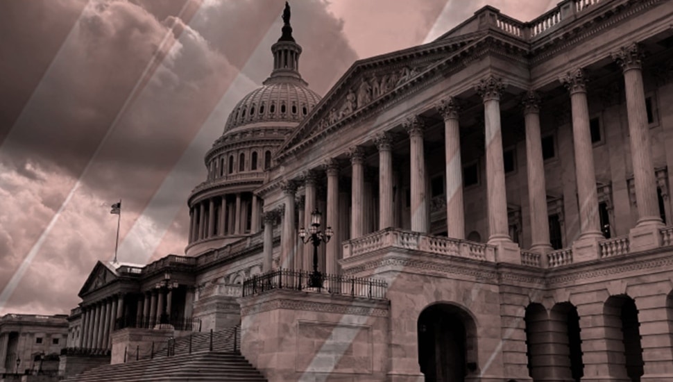 Exterior view of U.S. capitol building.