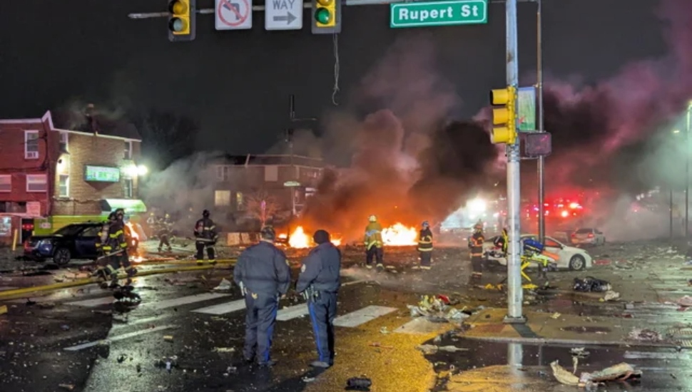 Northeast Philadelphia jet crash aftermath.
