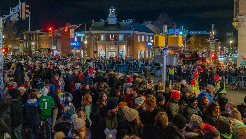 Parade Night crowd of people in West Chester.