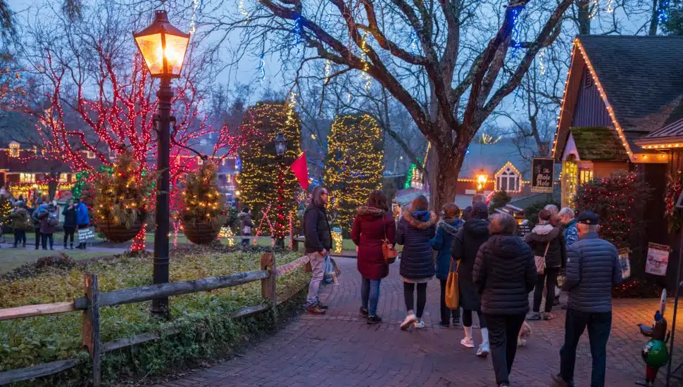Peddler's Village during Christmas.