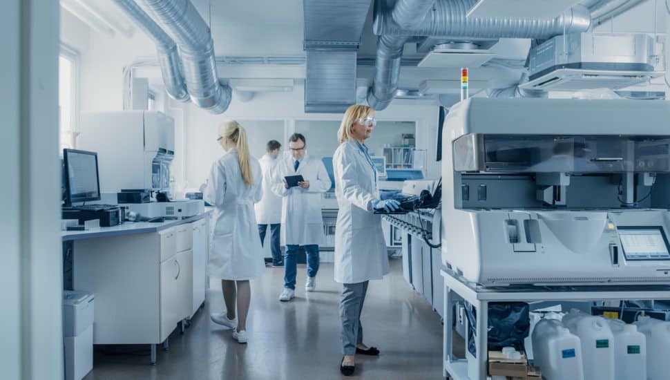 People working in a laboratory.