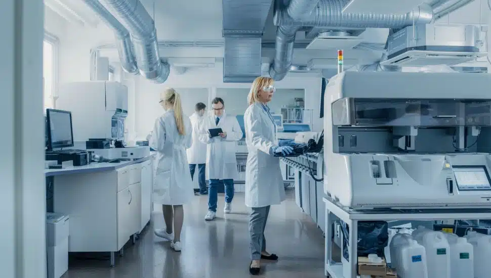 People working in a laboratory.