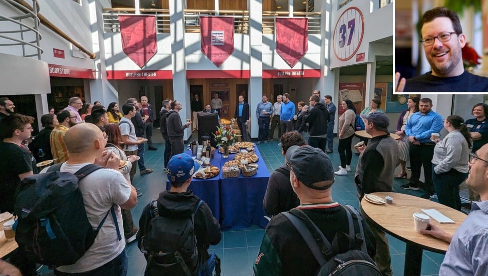 People tour the Baseball Hall of Fame.