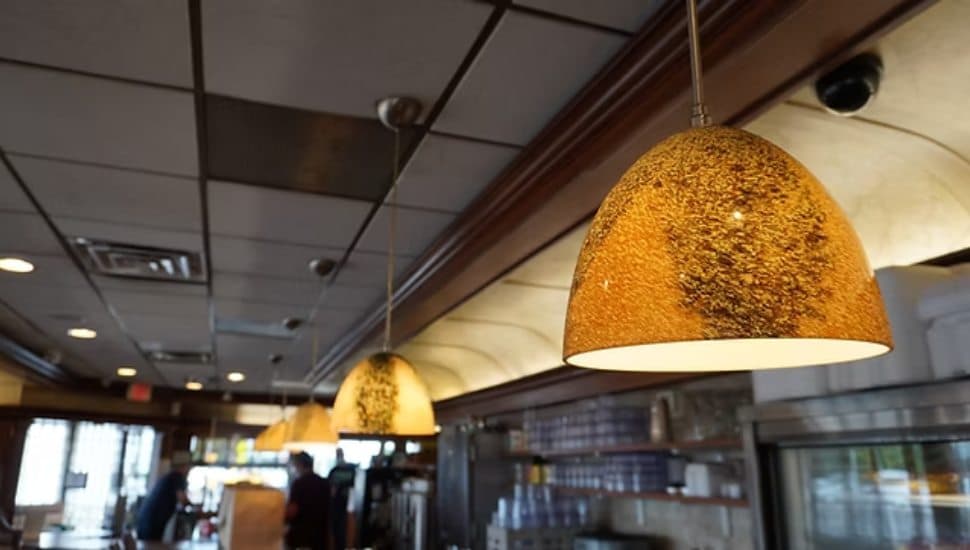 Lights at the Suburban Diner.