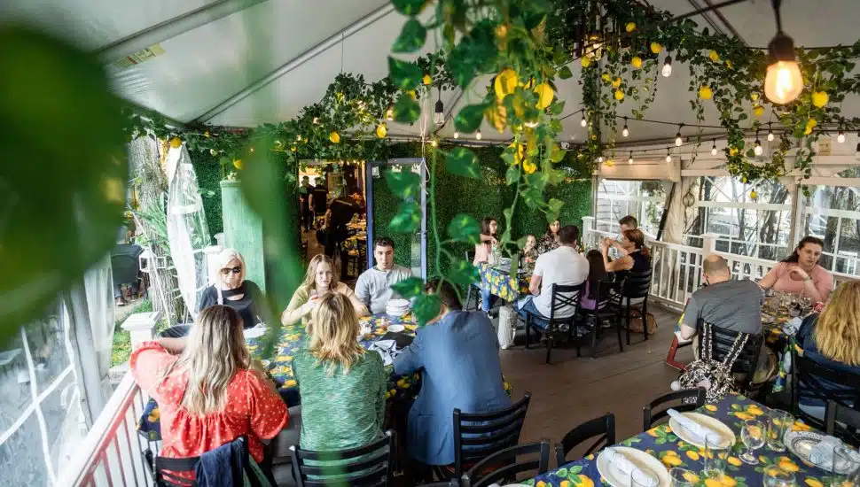 Customers dining at Vecchia Osteria.