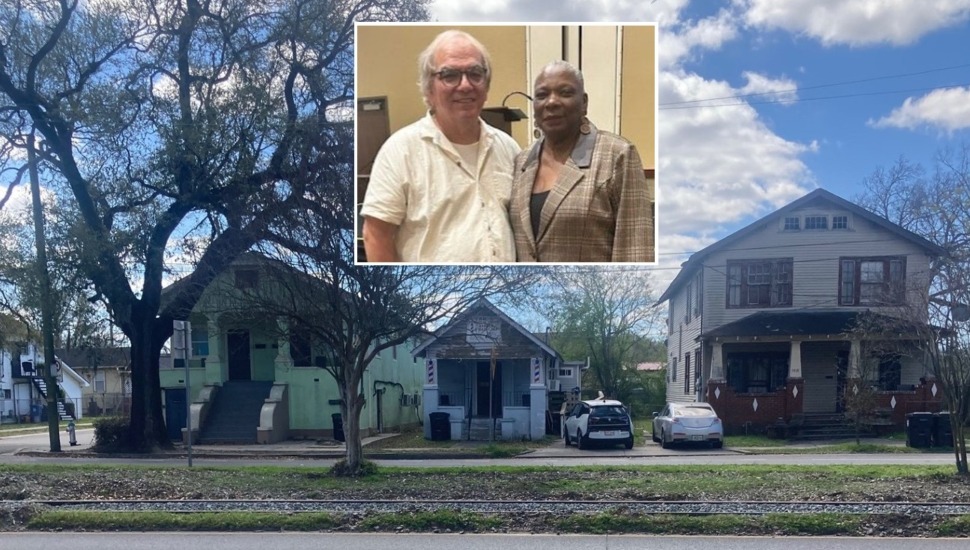 Historic home in New Orleans with picture of social work professor and civil rights pioneer.