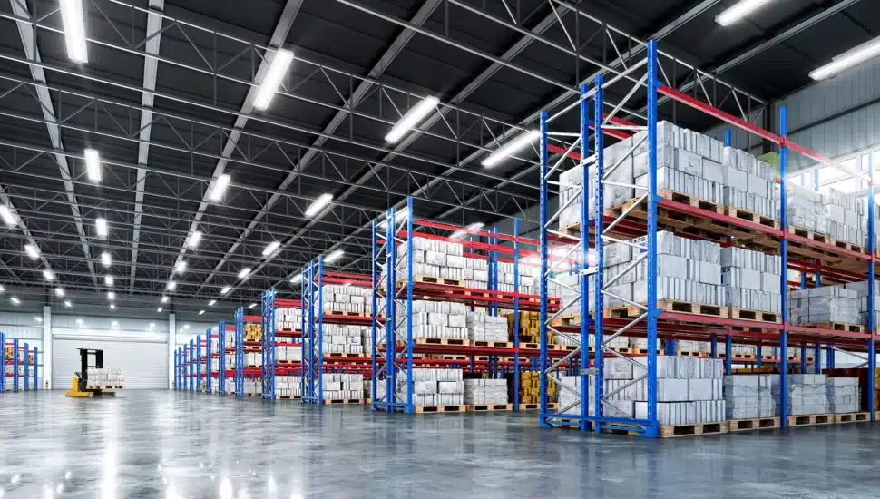 Interior of a warehouse.