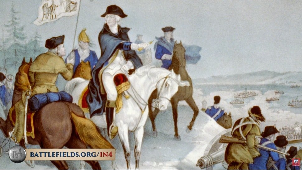 Washington Crossing the Delaware based on Emanuel Leutze’s 1851 oil painting.