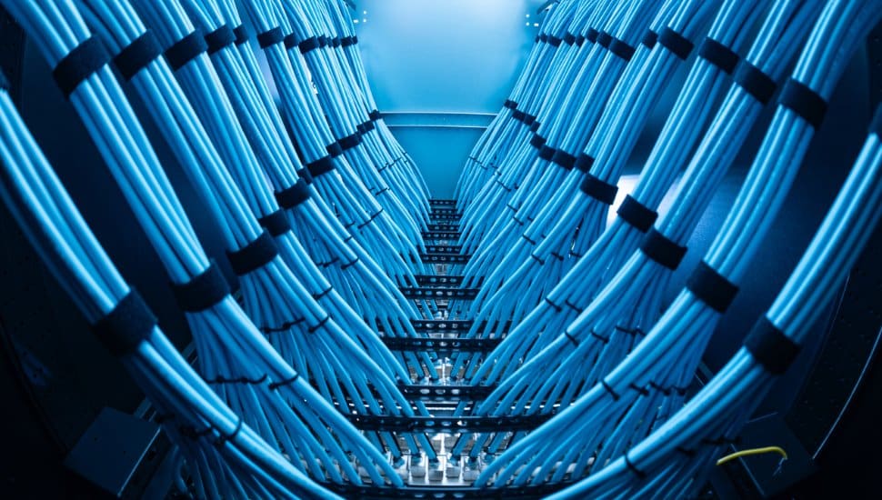 Fiberoptic cables at a data center.
