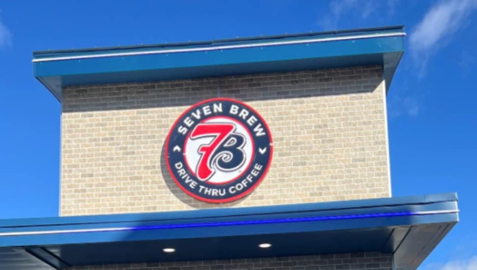 The awning of a 7 Brew Coffee.