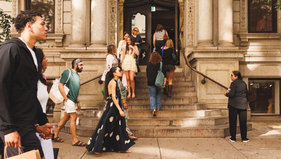 People walking near Rittenhouse Square in Center City.