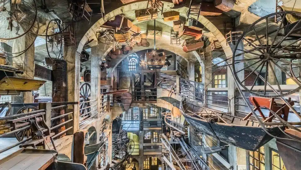 Objects on display in the Mercer Museum.