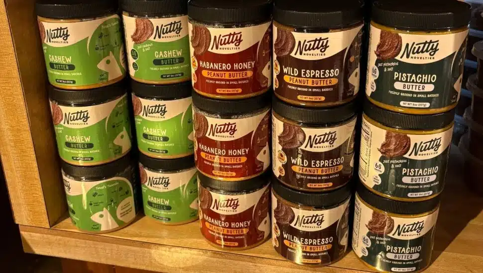 Jars of nut butter from Nutty Novelties.