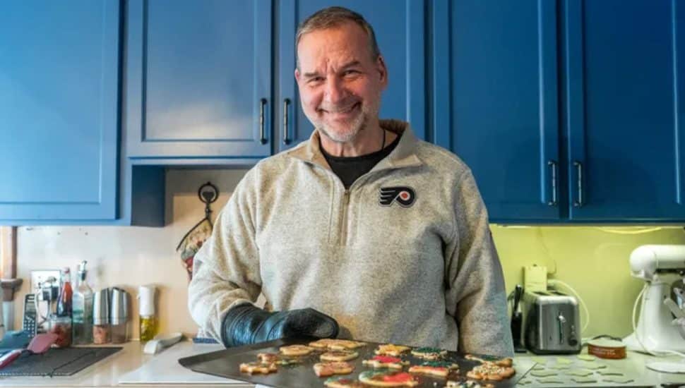 Steve Bahmueller with a batch of cookies.