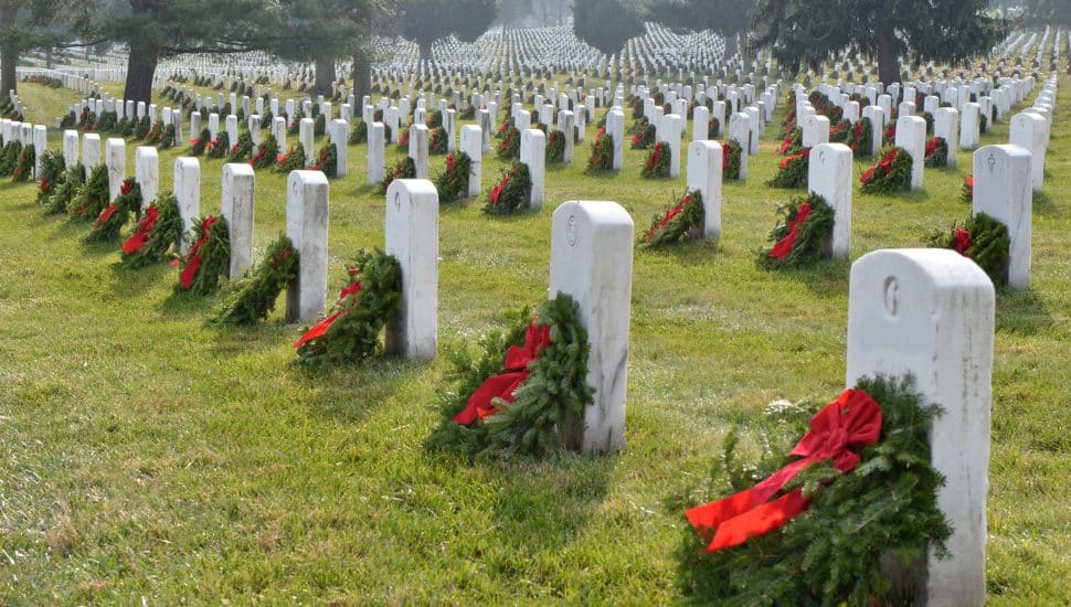 Wreaths on graves.