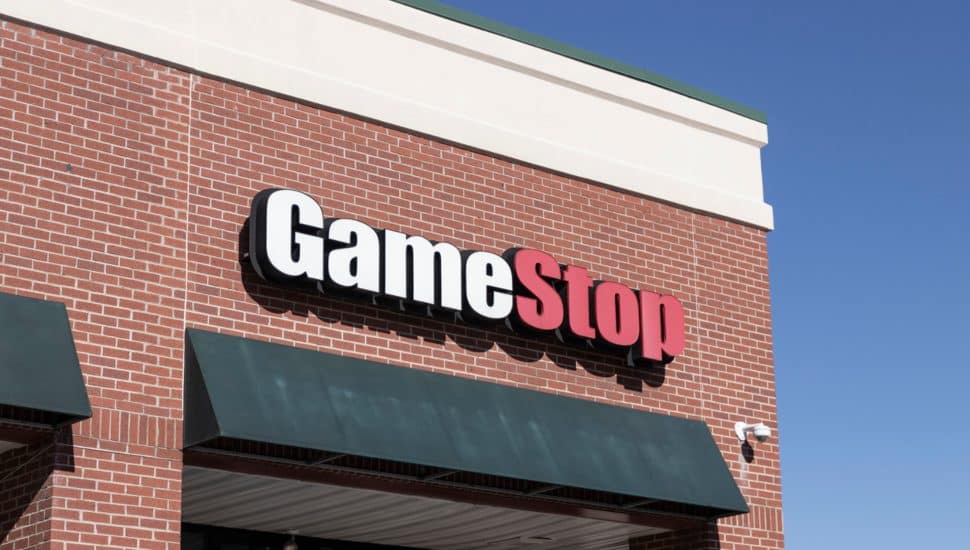 GameStop sign.