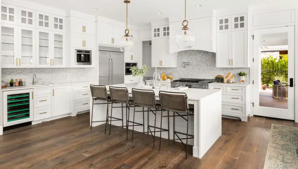 Modern kitchen in newly constructed luxury home.