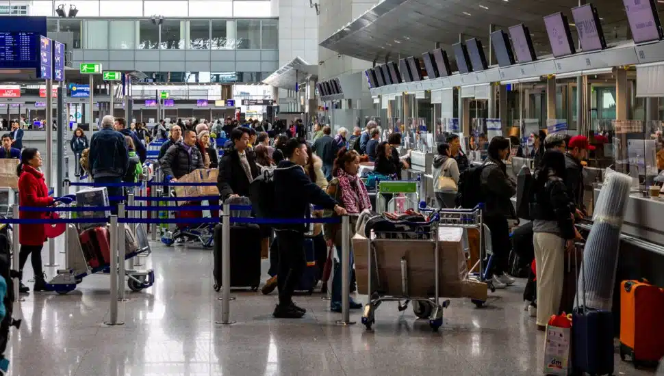 People in line at the airport.