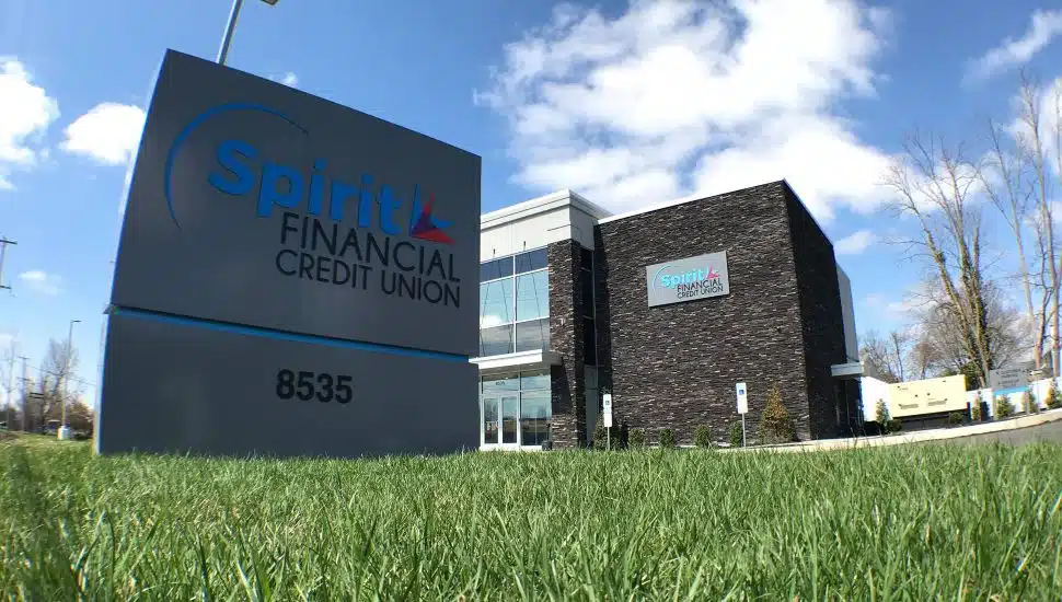Spirit Financial Credit Union sign and building.