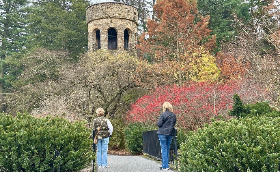 Two women enjoy Longwood Gardens in November.