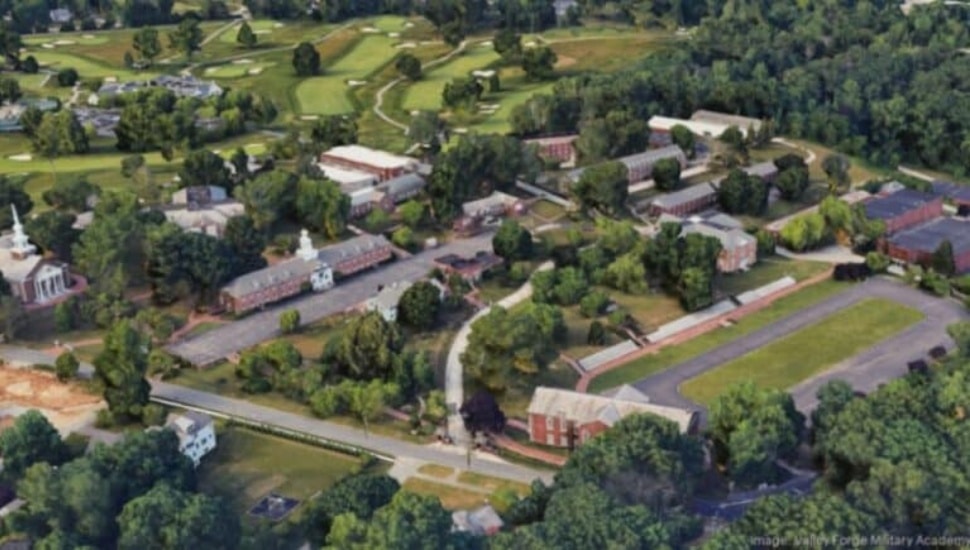 Aerial view of Valley Forge Military Academy and College campus.