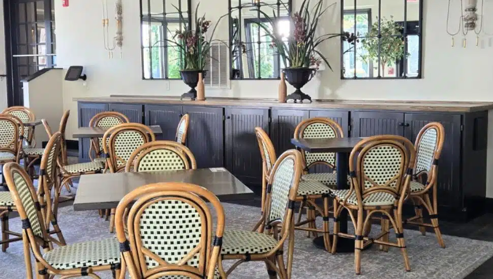 Dining area at Crossing Vineyards and Winery.