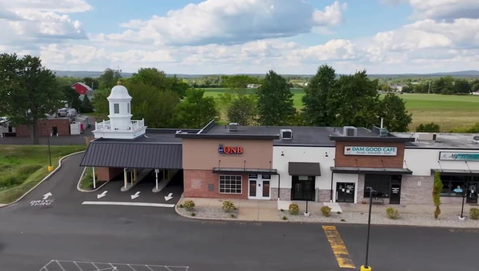 Aerial view of the shops at The Plaza.