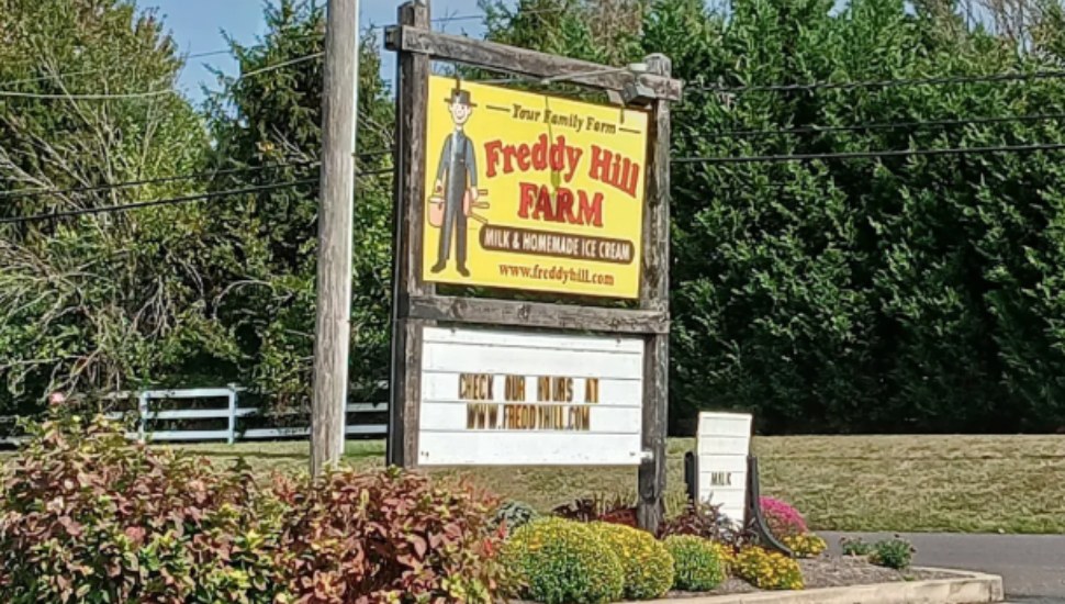 The marque of the former Freddy Hill Farms in Towamencin.