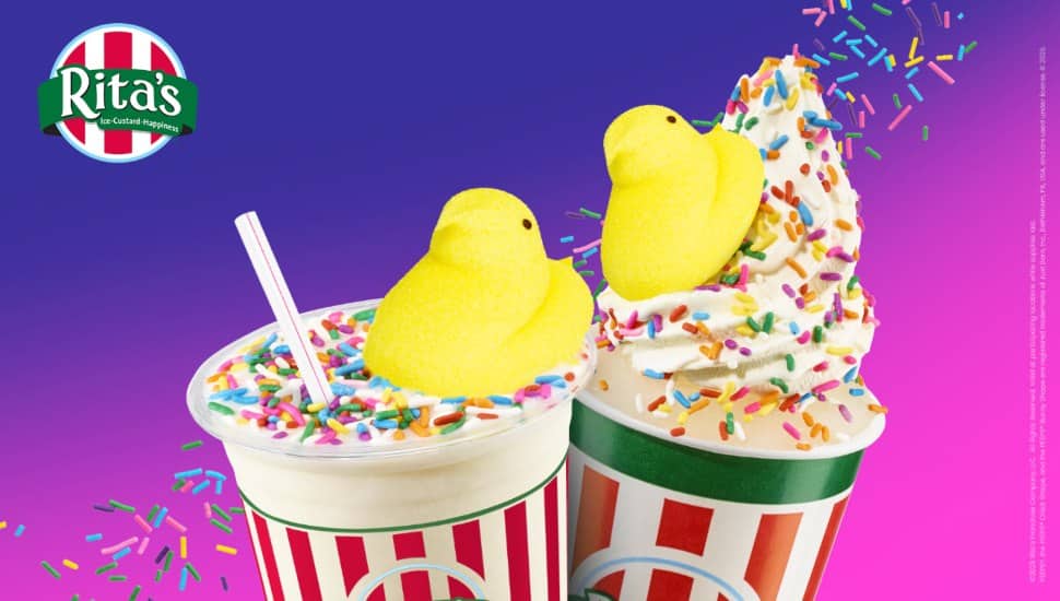 Rita's Peeps flavor with Peeps topping.
