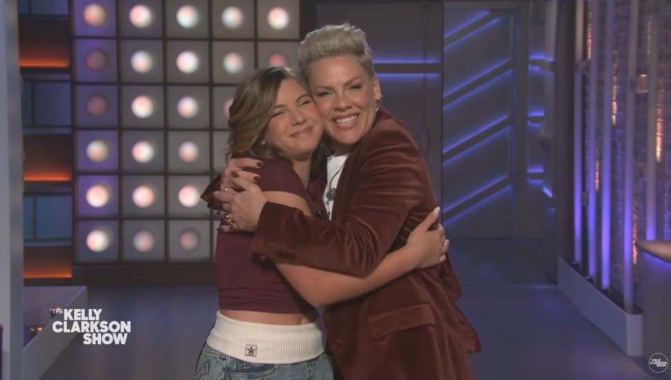 Pink hugging Hope.